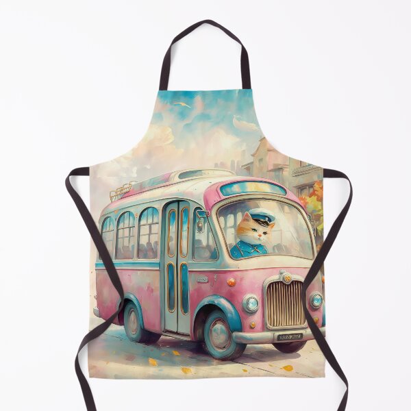 Item preview, Vintage Cat Bus Driver – Whimsical Watercolor Illustration designed and sold by KateVil.