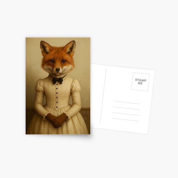 Item preview, Vintage Fox Portrait in Elegant Dress - Whimsical Animal Art Print, Fox Decor for Nature Lovers designed and sold by Outre Clementine.