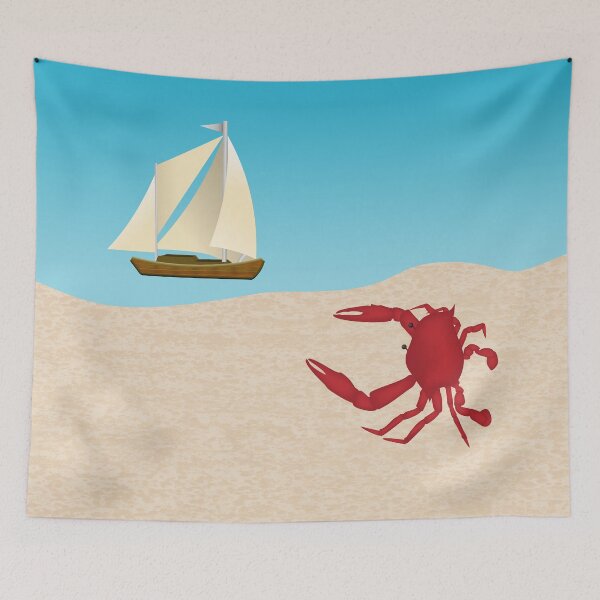 Item preview, Crab and Sailboat At The Beach designed and sold by KeeganCreations.