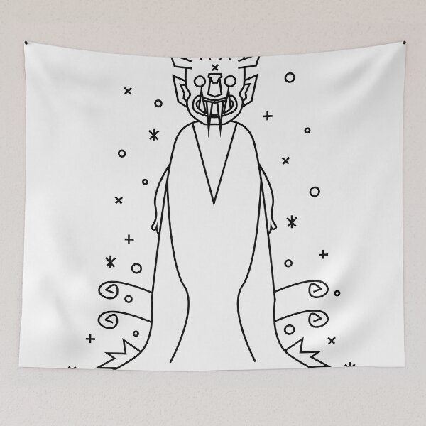 Item preview, The Whispering entity with horns, fangs, and abstract surroundings designed and sold by estebansequeira.