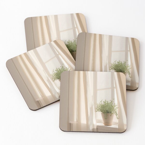 Item preview, Calm Window Light with Potted Plant – Aesthetic Neutral Home Art designed and sold by My Dream Nook.