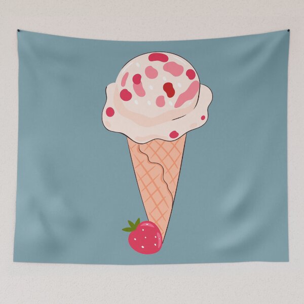 Item preview, Ilustración de diseño plano con helado sabor fresa designed and sold by AlginaPugachova.