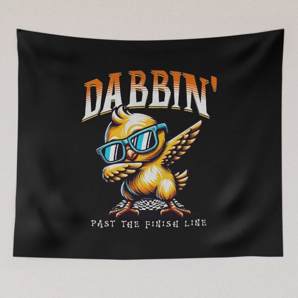 Item preview, Dabbin' Past The Finish Line Funny Cool Chicken Racing Race Track designed and sold by CarantinedChaos.