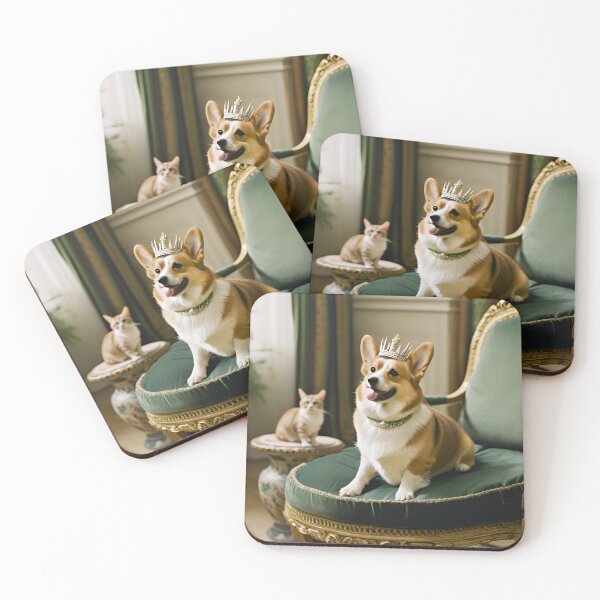 Item preview, Royal Pets, Queen Elizabeths Corgi Dog & British Short hair cat designed and sold by PurrfectionMeow.