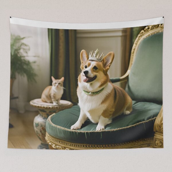 Item preview, Royal Pets, Queen Elizabeths Corgi Dog & British Short hair cat designed and sold by PurrfectionMeow.