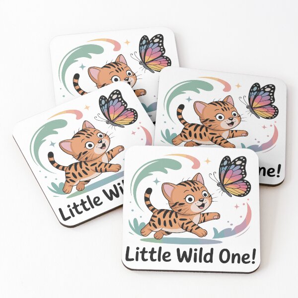 Item preview, Little Wild One - Kawaii Bengal Cat Chasing Butterfly designed and sold by WildlifeInc.