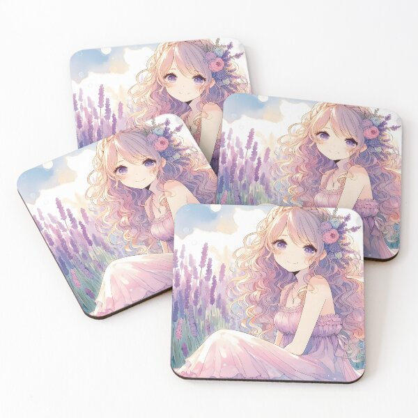 Item preview, Lavender Bloom: Anime Girl with Floral Hair Adornment designed and sold by 123Rainbow.
