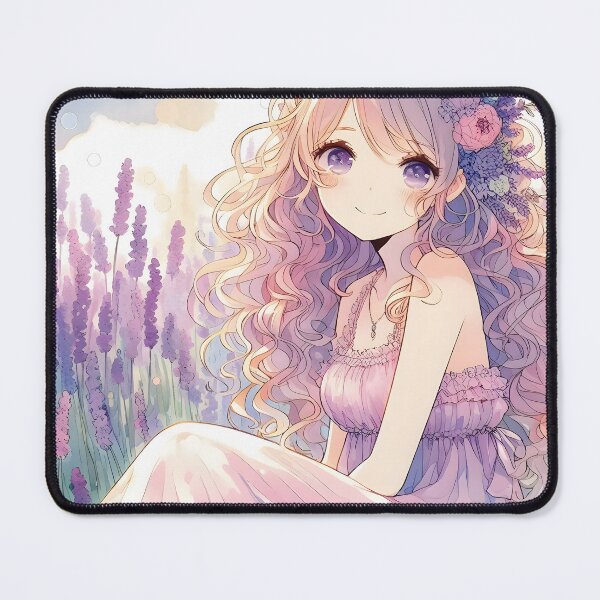 Item preview, Lavender Bloom: Anime Girl with Floral Hair Adornment designed and sold by 123Rainbow.