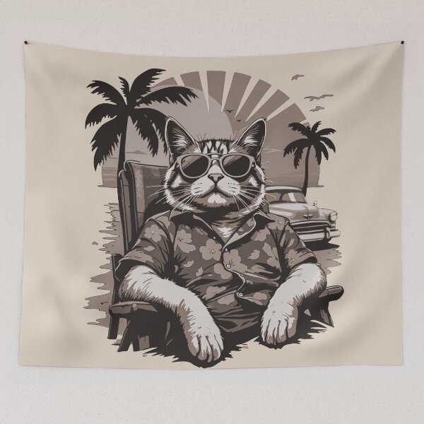 Item preview, Vintage Sepia Vacation Cat – Retro Cool Style designed and sold by SteadyRolling.