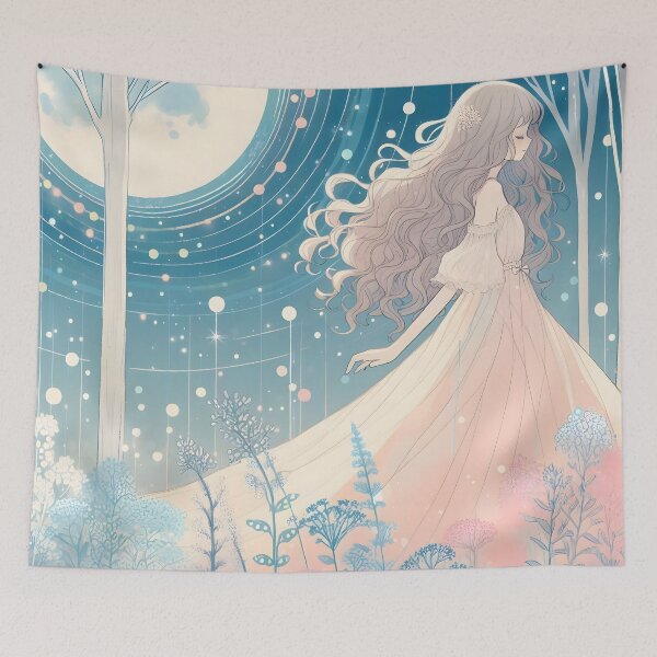 Item preview, Moonlit Path: Ethereal Figure in Winter Garden designed and sold by 123Rainbow.