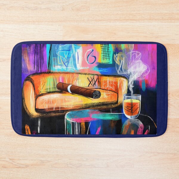 Item preview, Cigar and Whiskey Indulgence - Vibrant Abstract Cigar Lounge with Dynamic Smoke and Bold Colors designed and sold by OlfactoART Studio.