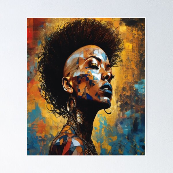 Item preview, "Powerful Portrait: Skin's Fierce Gaze in Rock Vibes" designed and sold by Artisticanvas.