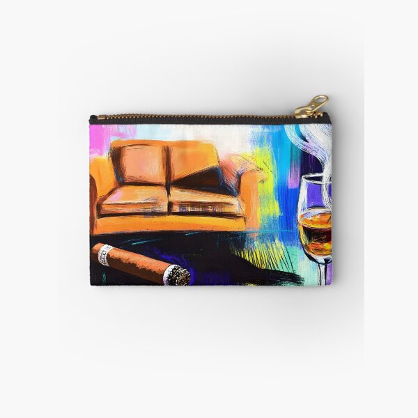 Item preview, Whiskey and Cigar Lounge Indulgence - Vibrant Abstract Composition with Dynamic Smoke and Bold Colors designed and sold by OlfactoART Studio.