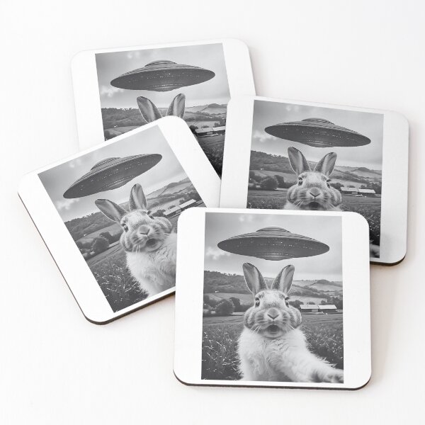 Item preview, Funny Alien Abduction Rabbit Selfie UFO designed and sold by JerdbordinShop.