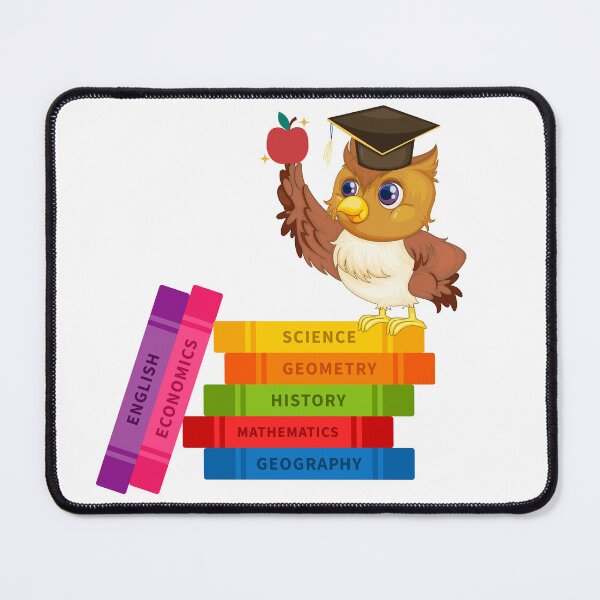 Item preview, Owl with graduation cap holding an apple on colorful books designed and sold by LaUnArt.