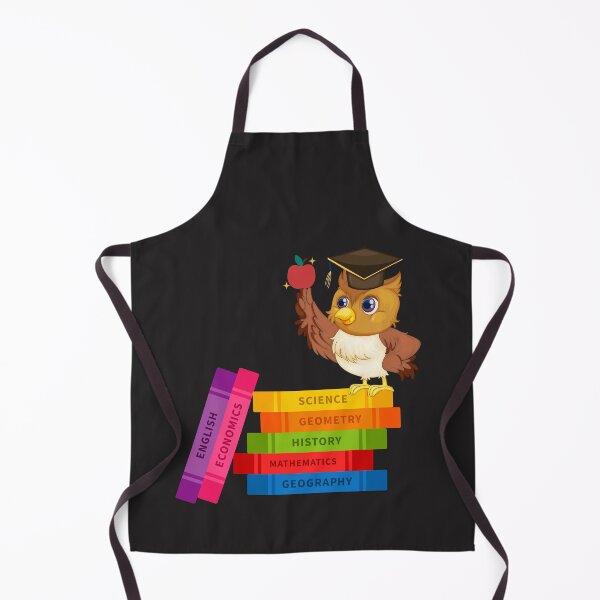 Item preview, Owl with graduation cap holding an apple on colorful books designed and sold by LaUnArt.