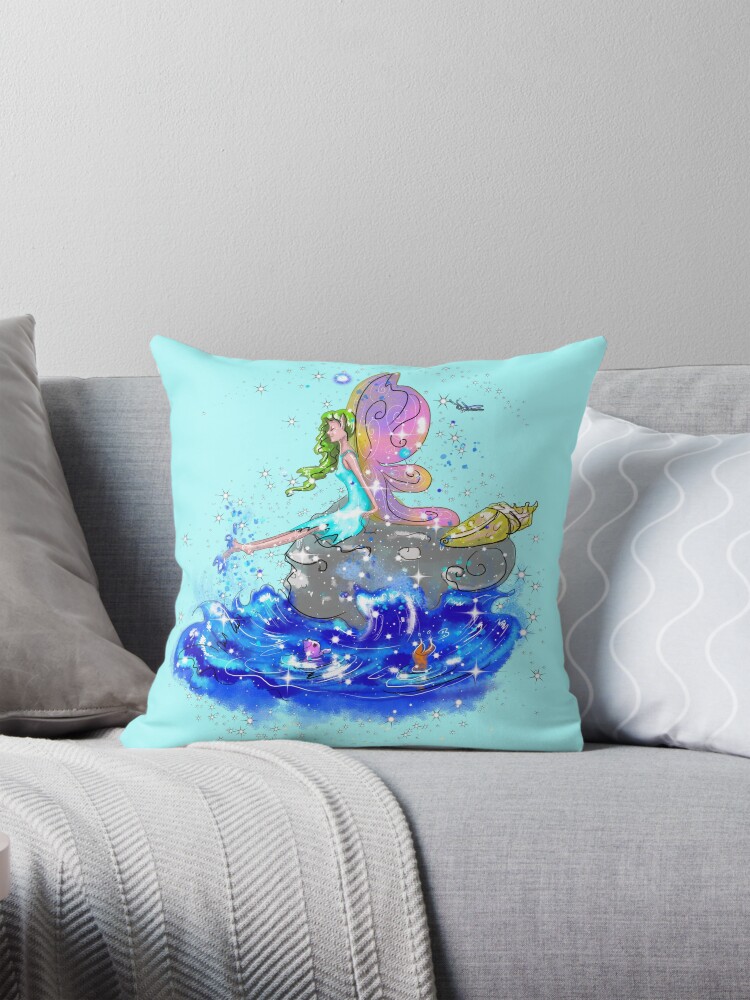 Thumbnail 1 of 4, Pillow, Blue Sea Mist The Seaside Fairy™ designed and sold by TeelieTurner.