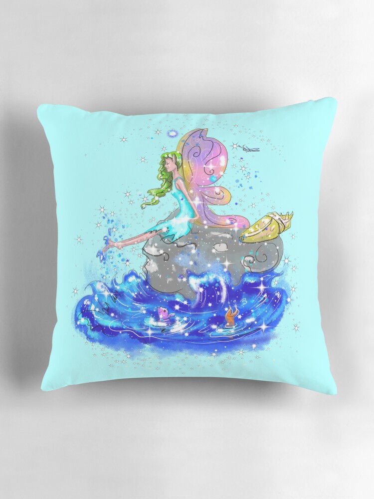 Thumbnail 3 of 4, Pillow, Blue Sea Mist The Seaside Fairy™ designed and sold by TeelieTurner.