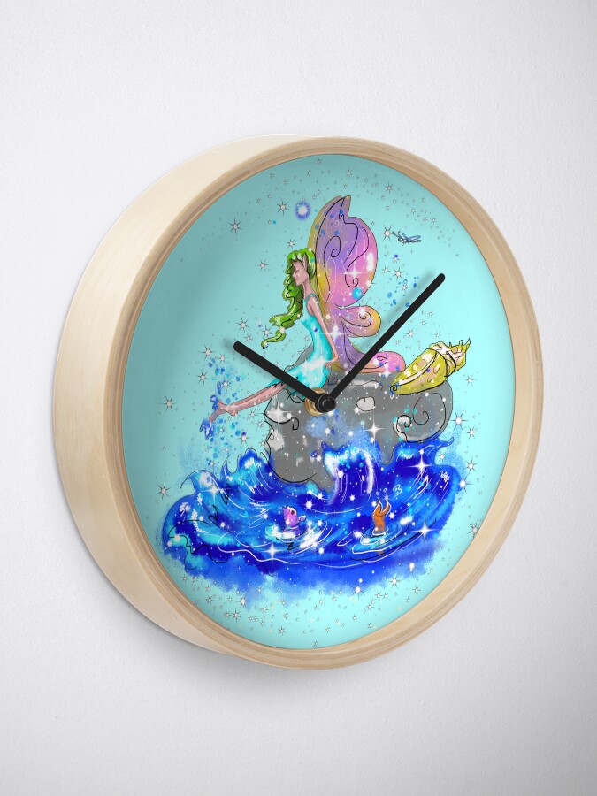 Thumbnail 1 of 4, Clock, Blue Sea Mist The Seaside Fairy™ designed and sold by TeelieTurner.