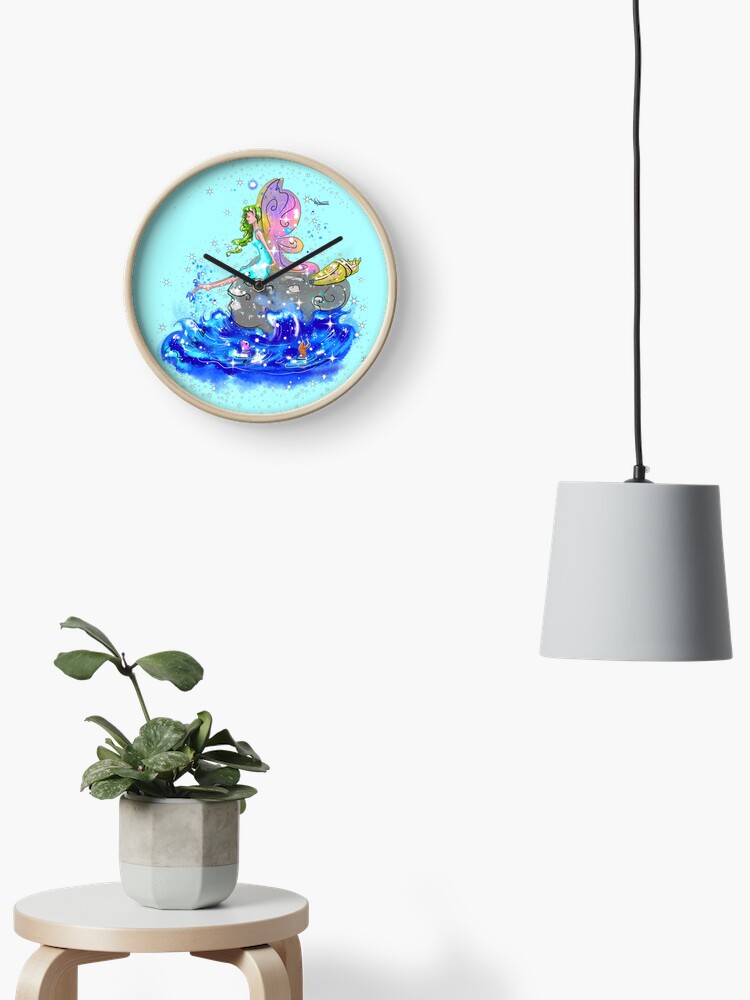 Thumbnail 2 of 4, Clock, Blue Sea Mist The Seaside Fairy™ designed and sold by TeelieTurner.