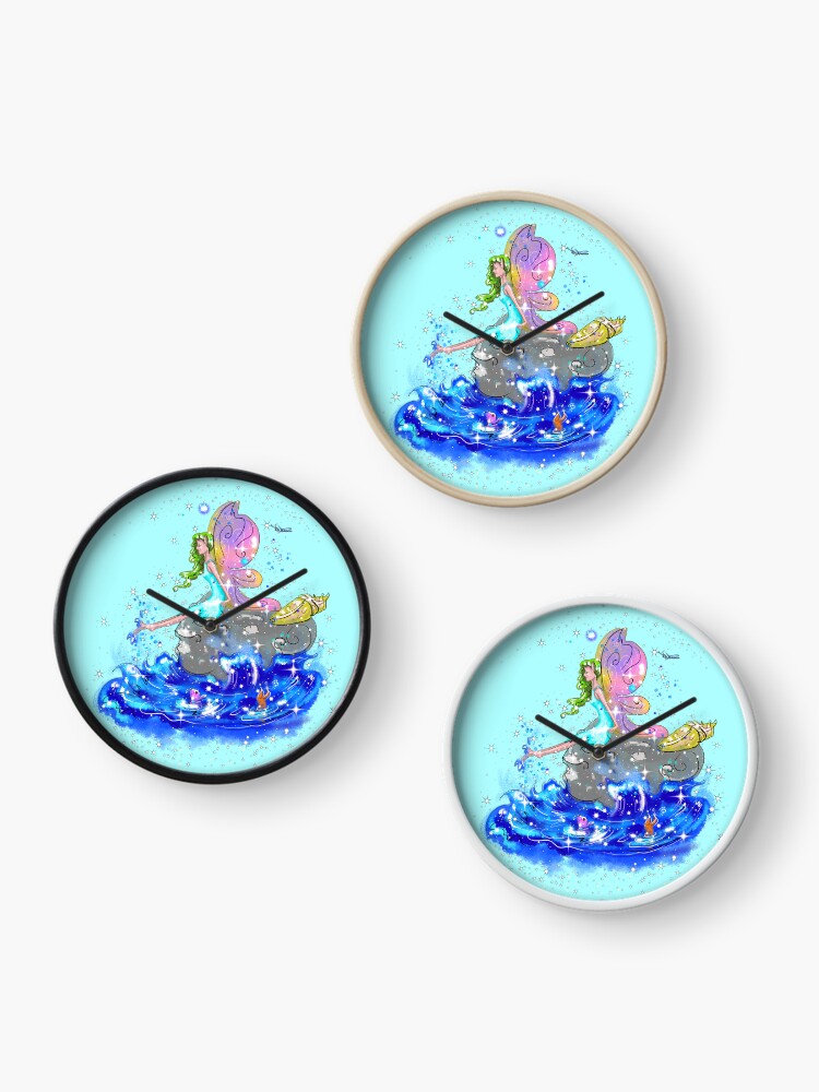 Thumbnail 3 of 4, Clock, Blue Sea Mist The Seaside Fairy™ designed and sold by TeelieTurner.