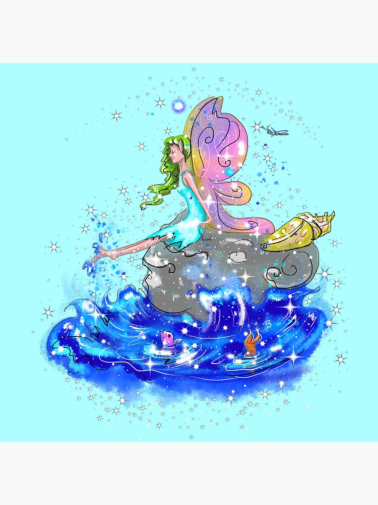 Thumbnail 4 of 4, Clock, Blue Sea Mist The Seaside Fairy™ designed and sold by TeelieTurner.