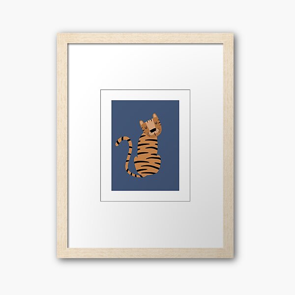 Aperçu de l'œuvre Imprimé tigre, décoration murale pour chambre d'enfant, imprimés safari pour chambre d'enfant, décoration bleue pour chambre d'enfant, art par Synplus créée et vendue par synplus.