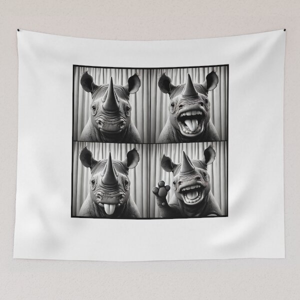 Item preview, Cute Rhino Selfie Photo Funny Photobooth Rhino Lover designed and sold by Kimberley King Art  King Art.