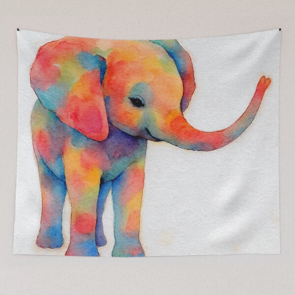 Item preview, Colorful Baby Elephant in Watercolor Style designed and sold by ChrisButler.