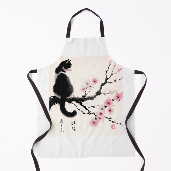 Item preview, Cherry Blossom Cat Japanese Art Ink Painting Kitten Lover designed and sold by Kimberley King Art King Art.