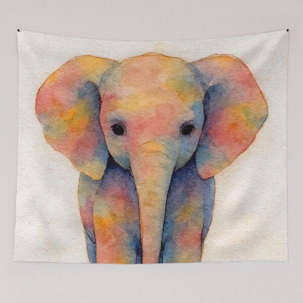 Item preview, Cute Baby Elephant with Watercolor Fantasy Colors designed and sold by ChrisButler.