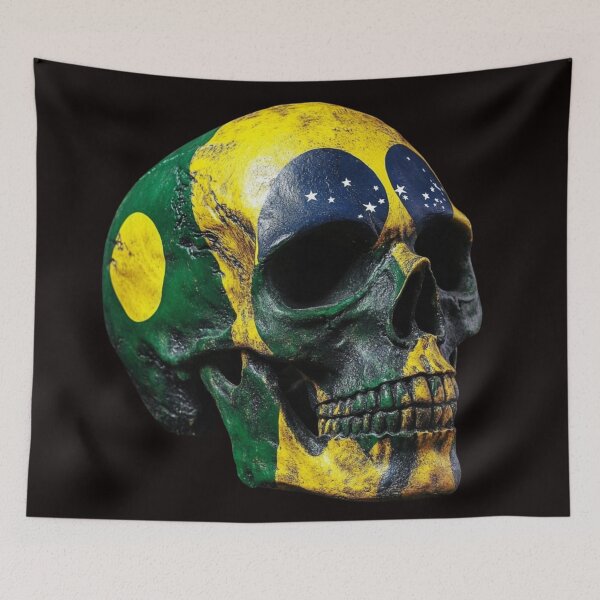 Item preview, Brazil Flag Skull designed and sold by WilAugusta.