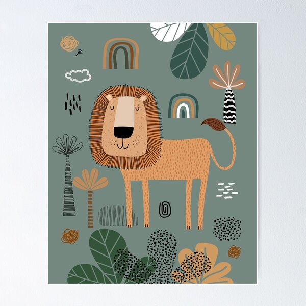 Item preview, Lion Print, Nursery Wall Art, Safari Nursery Prints, Sage Green Nursery Decor, Animal Illustrations Art by Synplus designed and sold by synplus.