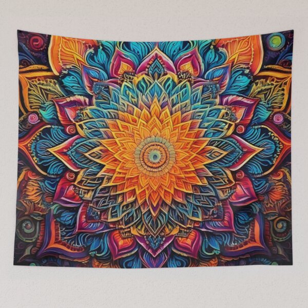 Item preview, Colorful Intricate trippy Abstract pattern Yoga mandala designed and sold by CattlettArt.