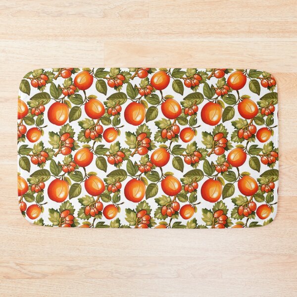 Item preview, Seamless Pattern with Cartoon Persimmons and Leaves  Hand-Drawn Persimmons with Leaves on White Background  Bright Orange Persimmons Seamless Fruit Pattern designed and sold by Anastasiia Yurevych.