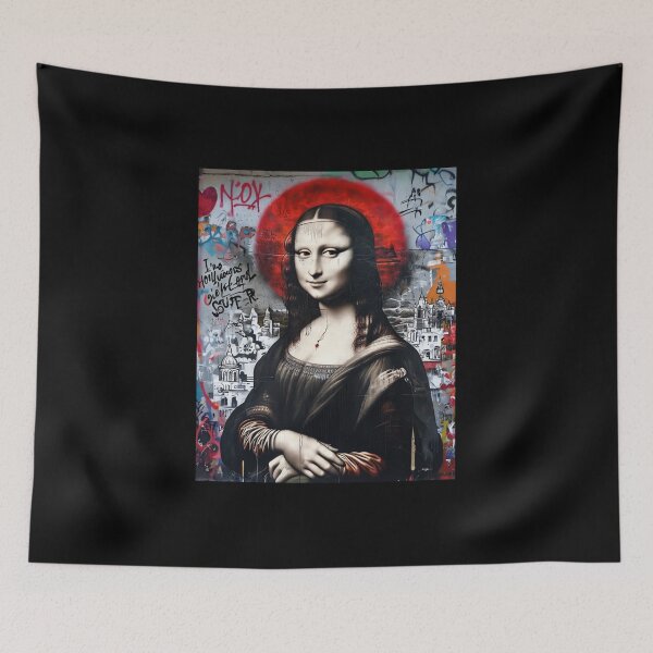 Item preview, Modern Street Art Mural Inspired By The Mona Lisa, l Mona Lisa – Minimalist & Abstract Fusion of the Iconic Portrait designed and sold by Colorful-Garden.