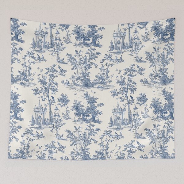 Item preview, Blue Vintage Print - Blue Toile - Bohemian Print - Cream designed and sold by DreamersPlan.