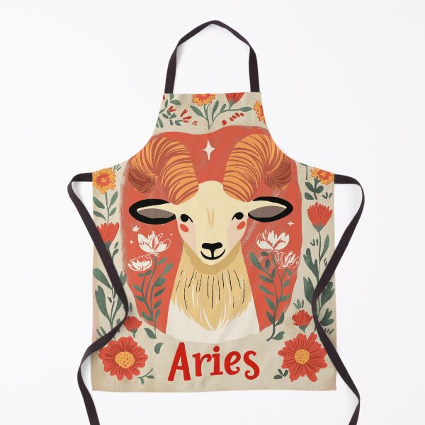 Item preview, Aries Zodiac Art – Bold Ram Illustration with Floral Frame designed and sold by MindFulStudios.