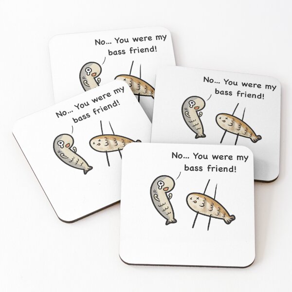 Item preview, You were my Bass Friend! designed and sold by Cute & Funny Hand-Drawn Prints | Happy Doodle Friends Shop.