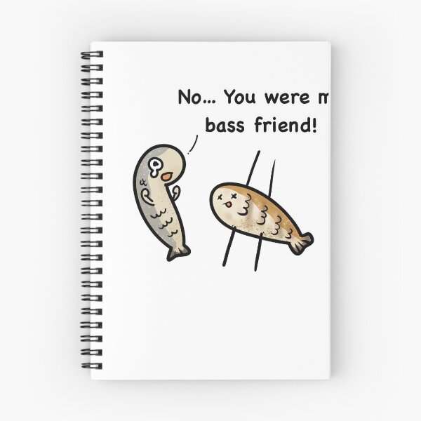 Item preview, You were my Bass Friend! designed and sold by Cute & Funny Hand-Drawn Prints | Happy Doodle Friends Shop.