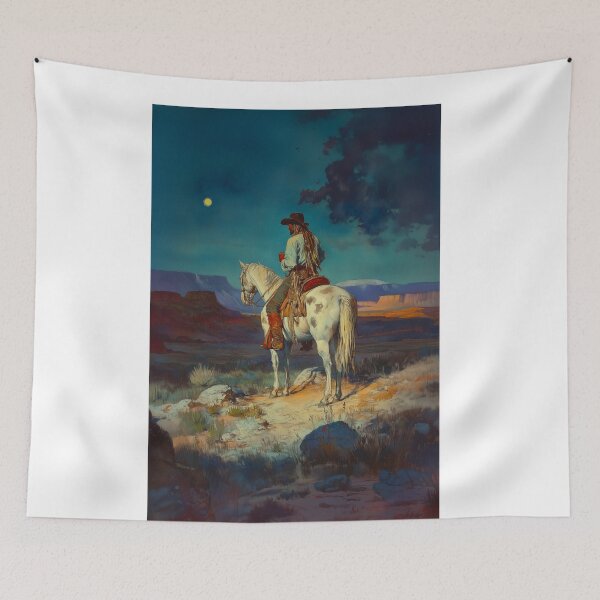 Item preview, Western world 3. Original watercolour artwork. American Indigenous cowboy western painting. Digital art Print. Poster. Home Decor. designed and sold by organicflowart.