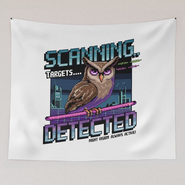 Item preview, Cyber Owl Surveillance Pixel Art – Scanning Targets Detected designed and sold by NaturePixel.