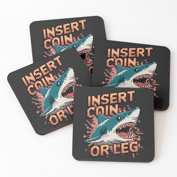 Item preview, Insert Coin or Leg – Retro Arcade Shark Attack Pixel Art designed and sold by NaturePixel.
