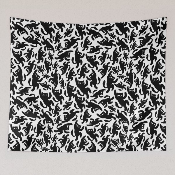 Item preview, Black Cats - Cat Pattern - Black and White - Hand Drawn designed and sold by DreamersPlan.
