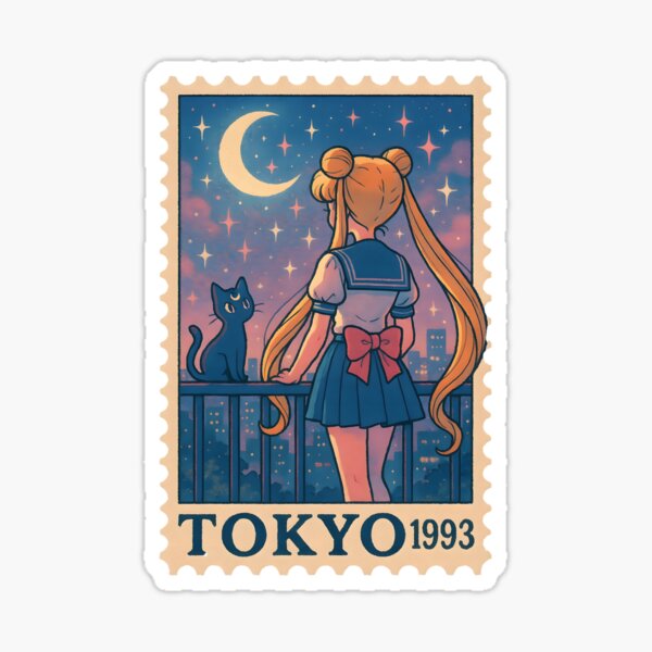 Artikel-Vorschau von Crescent Moon Guardian – Retro Magical Girl Stempel, Tokio 1993, designt und verkauft von DelMoore93.