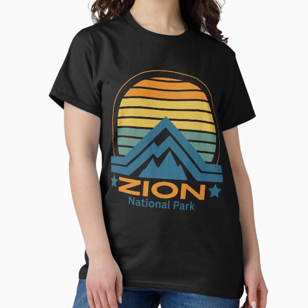 Vista previa del artículo con la obra «Pegatina clásica para camiseta del parque estatal nacional Zion», diseñado y vendido por ThinkNatural.