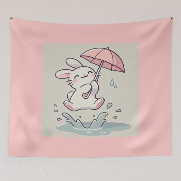 Item preview, Joyful Bunny Jumping in a Puddle designed and sold by GusiaTreasures.