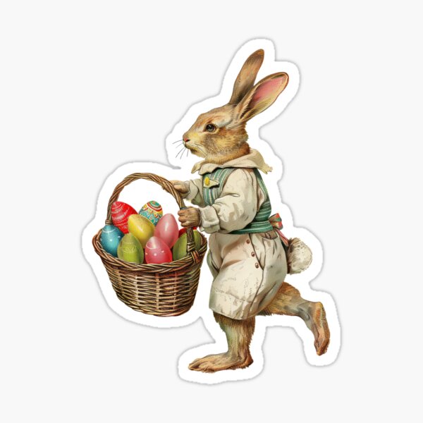 Item preview,  Vintage Easter Bunny with Basket of Eggs designed and sold by KallyDe.