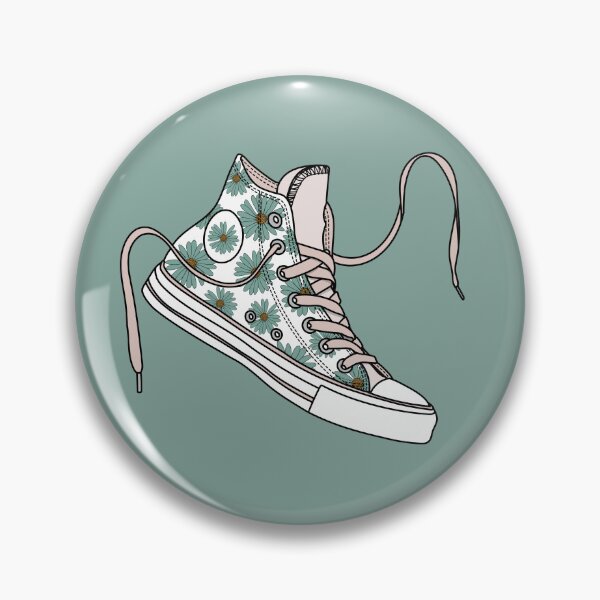 Item preview, Daisy flower pattern cream & green high tops designed and sold by MickeyEdwards.