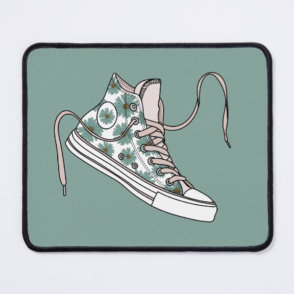 Item preview, Daisy flower pattern cream & green high tops designed and sold by MickeyEdwards.